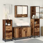 vidaXL Ensemble de mobilier de salle de bain 4 Pièces Bois Ancien