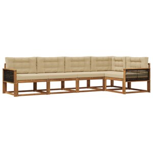 vidaXL Ensemble de canapés d'extérieur 5 pc Naturel et Beige