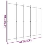 vidaXL Cloison de séparation 5 panneaux Noir 250x200 cm Tissu