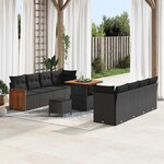 vidaXL Ensemble de canapé de jardin avec coussin 11 Pièces Noir