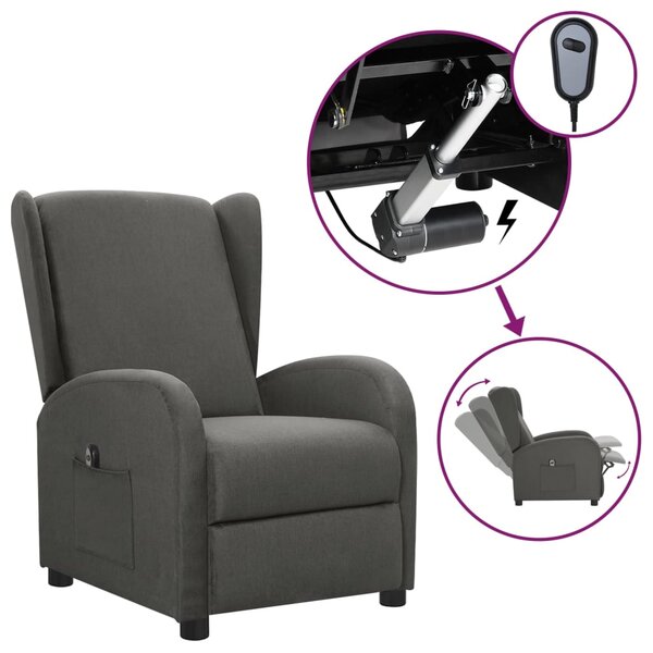 vidaXL Fauteuil inclinable électrique Gris foncé Tissu