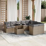 vidaXL Salon de jardin avec coussins 10 Pièces beige résine tressée