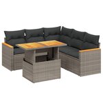 vidaXL Salon de jardin 6 Pièces avec coussins gris résine tressée