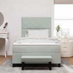 vidaXL Lit à ressorts avec matelas Gris clair 120 x 190 cm Velours