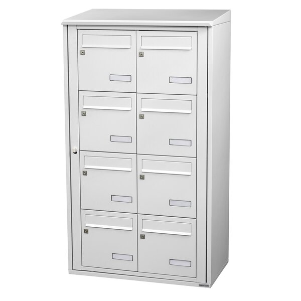 Bloc collectif Leabox  2x4  grade 3  simple face  Extérieur  fixation murale  Blanc neige RAL 9016 finition brillante