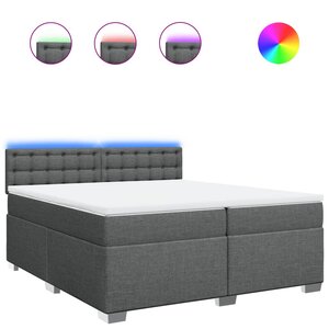 vidaXL Sommier à lattes de lit avec matelas Gris foncé 200x200cm Tissu