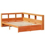 vidaXL Lit Bibliothèque avec stockage 2 Pièces Cire marron 200 x 150 cm