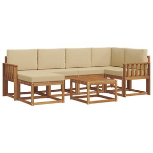 vidaXL Ensemble de canapés d'extérieur 7 pc Naturel et Beige