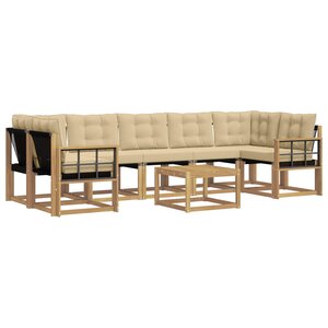 vidaXL Ensemble de canapés d'extérieur 8 Pièces Blanc et Beige