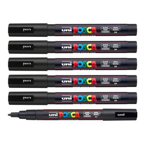 Marqueur pointe conique fine pc3m 0 9 - 1 3mm noir x 12 POSCA