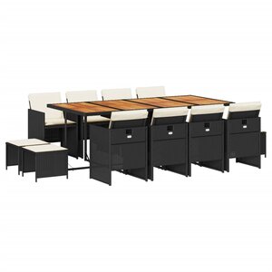 vidaXL Ensemble à manger de jardin 13 Pièces coussins noir résine tressée