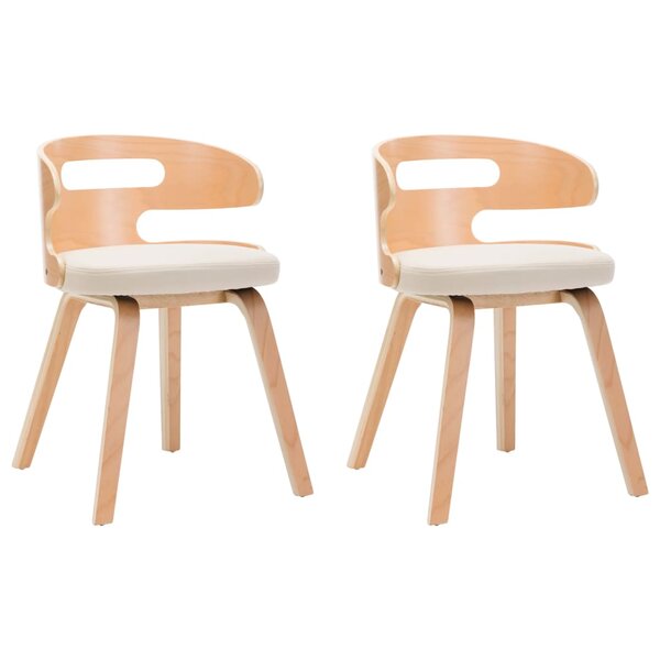 vidaXL Chaises à manger lot de 2 crème bois courbé et similicuir