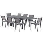 Table de jardin extensible rectangulaire 6-8 personnes - Structure aluminium - 135-270 x 90 x 75 cm - Gris foncé