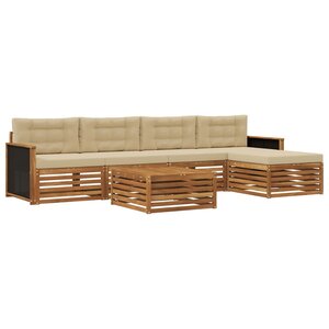 vidaXL Ensemble de canapés d'extérieur 6 pc Naturel et Beige Polyester
