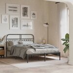 vidaXL Cadre de lit métal sans matelas avec tête de lit noir 135x190cm