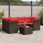 vidaXL Salon de jardin avec coussins 7 Pièces marron résine tressée