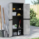 vidaXL Armoire de rangement d'extérieur gris et noir 65x37x165 cm PP