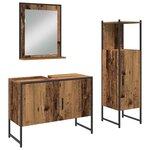 vidaXL Ensemble de mobilier de salle de bain avec porte 3 Pièces Marron