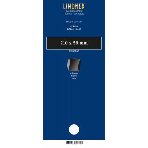 Bandes double soudure 210 x 58 mm pour timbres-poste. Fond - Noir