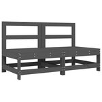 vidaXL Canapés centraux avec coussins 2 Pièces gris bois de pin massif