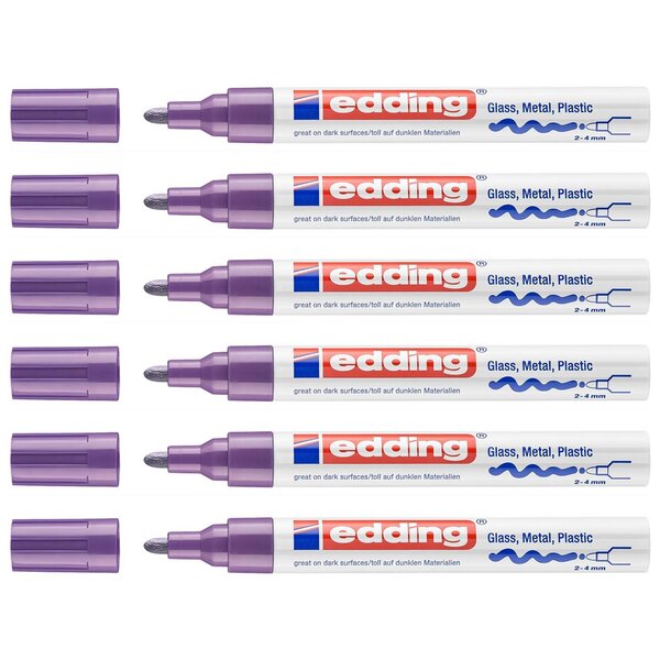 Marqueur Peinture Brillante 750 Violet Pointe Ronde 2-4 mm x 6 EDDING