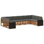 vidaXL Ensemble de canapés d'extérieur 10 pc Naturel et Anthracite