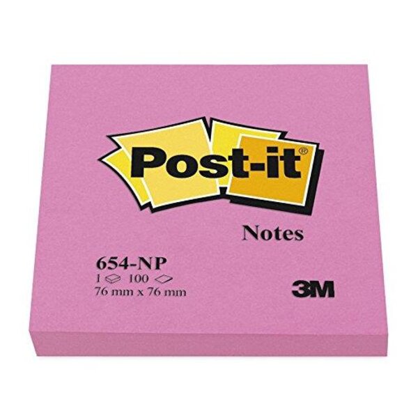 Bloc de 100 notes repositionnables 76 x 76 mm Rose néon POST-IT