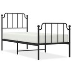 vidaXL Cadre de lit métal sans matelas avec pied de lit noir 75x190 cm