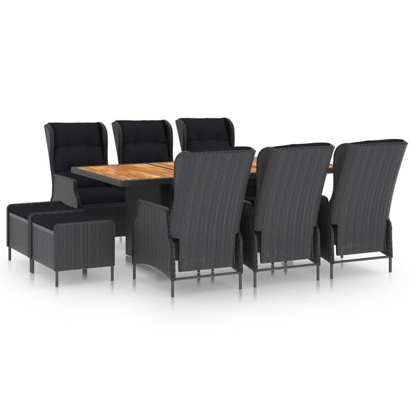 vidaXL Ensemble à manger d'extérieur 9 Pièces et coussins résine tressée