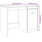 vidaXL Bureau chêne artisanal 100x50x76 cm bois d'ingénierie