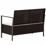 vidaXL Banc de jardin à 2 places avec coussins Marron Résine tressée