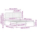 vidaXL Cadre de lit avec tête de lit rembourrée Noir 135 x 190 cm