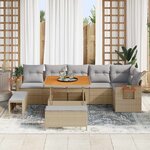 vidaXL Ensemble de canapé de jardin 9 Pièces Beige polyrotin