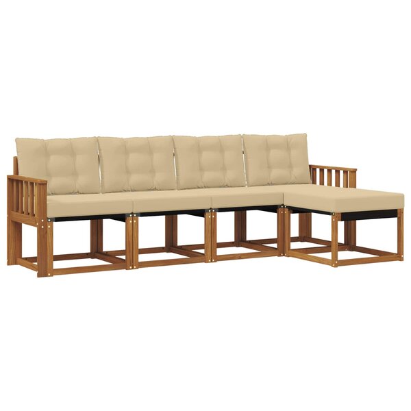 vidaXL Ensemble de canapés d'extérieur 5 pc Naturel et Beige