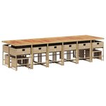 vidaXL Ensemble à manger de jardin et coussins 17 Pièces beige