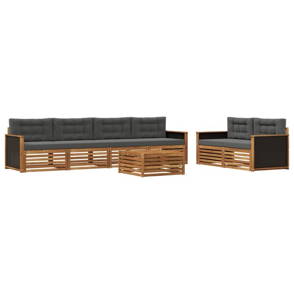 vidaXL Ensemble de canapés d'extérieur 7 Pièces Naturel et Anthracite