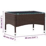 vidaXL Table basse Marron 60x40x36 cm Résine tressée