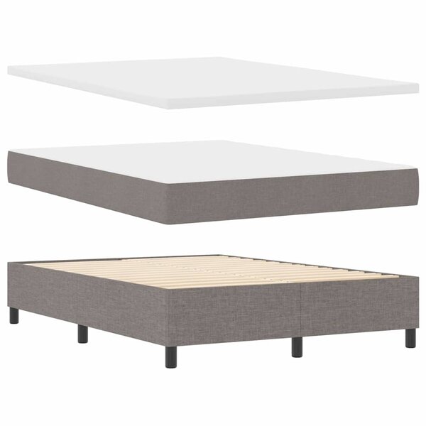 vidaXL Lit à ressorts avec matelas Taupe 140 x 190 cm tissu