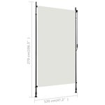 vidaXL Store roulant d'extérieur 120 x 270 cm Crème