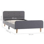 vidaXL Cadre de lit Gris clair Tissu 90 x 200 cm
