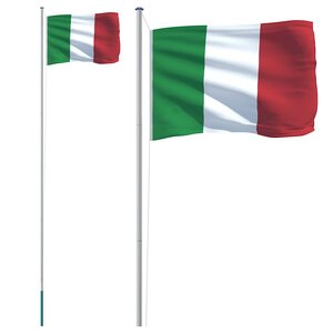 vidaXL Drapeau de l'Italie et mât 6 08 m Aluminium