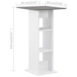vidaXL Table de bar Blanc et gris anthracite 60x60x110 cm