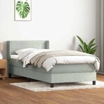 vidaXL Sommier à lattes de lit et matelas gris clair 90x210 cm velours
