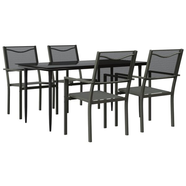 vidaXL Ensemble à manger de jardin 5 Pièces noir textilène et acier