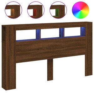 vidaXL Tête de lit à LED chêne marron 180x18 5x103 5cm bois ingénierie