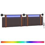 vidaXL Tête de lit suspendue Avec lumière LED Marron foncé PU antique