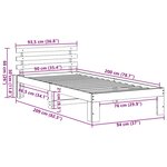 vidaXL Cadre de lit Marron 90 x 200 cm Bois de pin massif