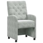 vidaXL Chaises de Salle à Manger avec Roues 2 pc Velours Gris clair