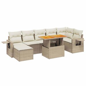 vidaXL Salon de jardin avec coussins 8 Pièces beige résine tressée