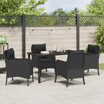 vidaXL Ensemble de salle à manger de jardin 5 pièces avec coussins Noir Poly Rattan
